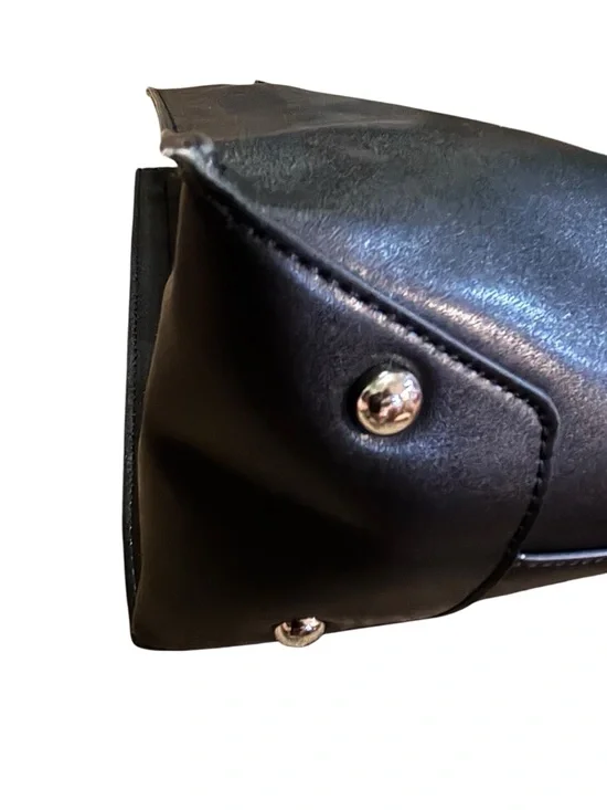 Walasa Black Professional Tote Split Leather Structured Satchel Top Handle Bag - Picture 10 of 16